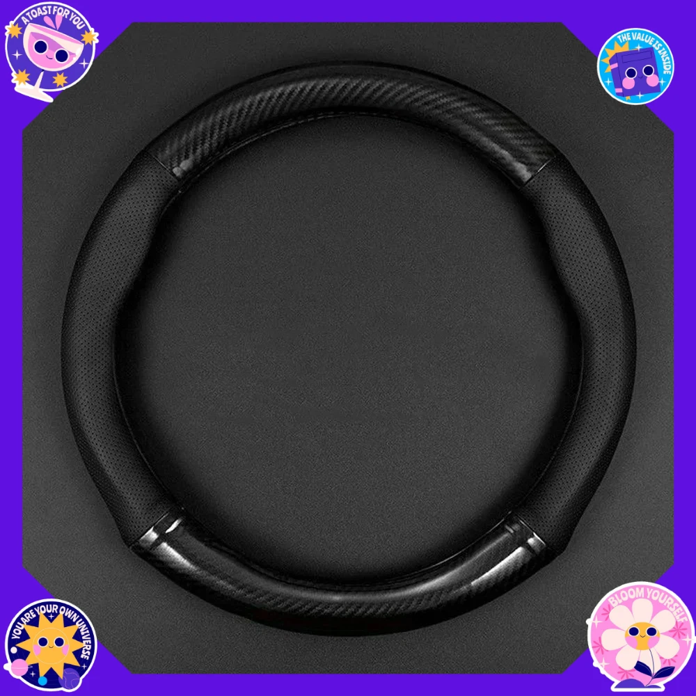 

Universal Car Steering Wheel Cover Carbon Fiber Leather Three-dimensional Anti Slip, Timple And Fashionable Car Accessories