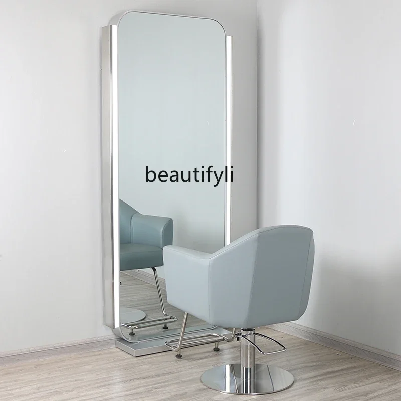 Barber Shop High-End Hair Salon for Hair Salon with Light Floor Single-Sided Double Mirror