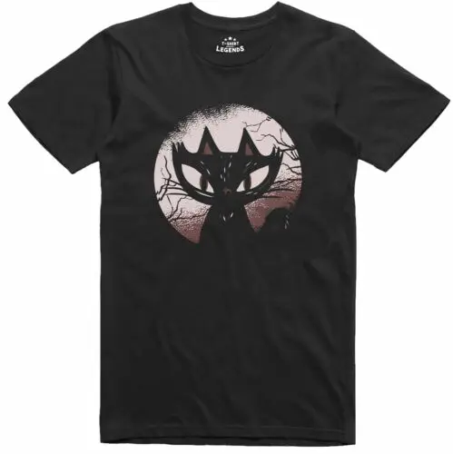 Spooky Gato Corte Normal 100% Algodón Camiseta Divertida