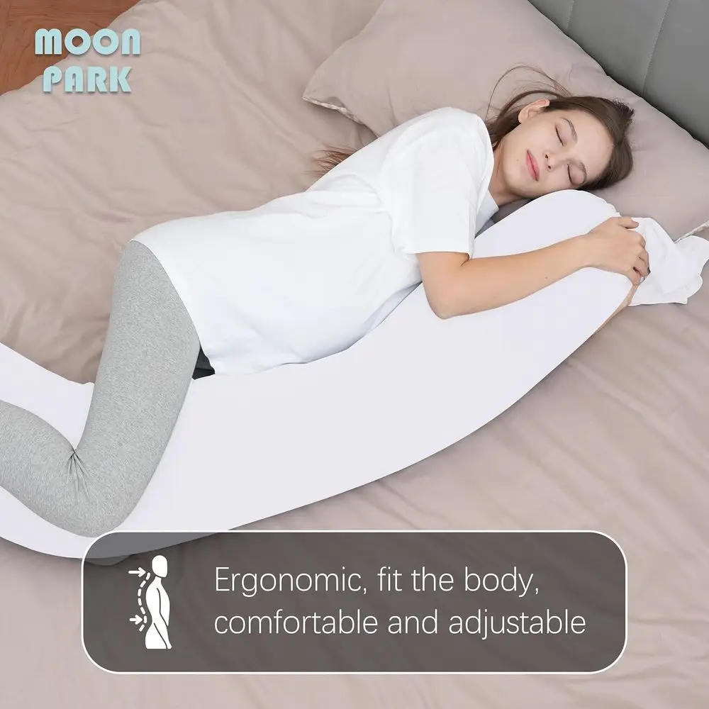 Incredibly Smooth and Soft Cooling I-Shaped Full Body Maternity Pillow with Removable Cover - Support for Side, Back, Legs, Hips