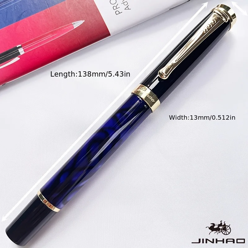 1 PCS JINHAO 500 Luxury Best Gift Officer Supplies Blue Smooth Wriitng Metal Iridium Pen