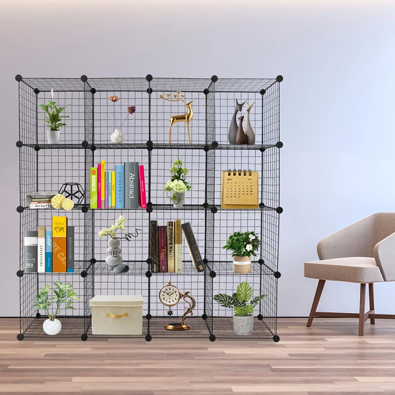 

16-Cube Organizer Cube Storage Storage Shelves Wire Cube Storage Origami Shelves Metal Grid Multifunction Shelving Unit Modular