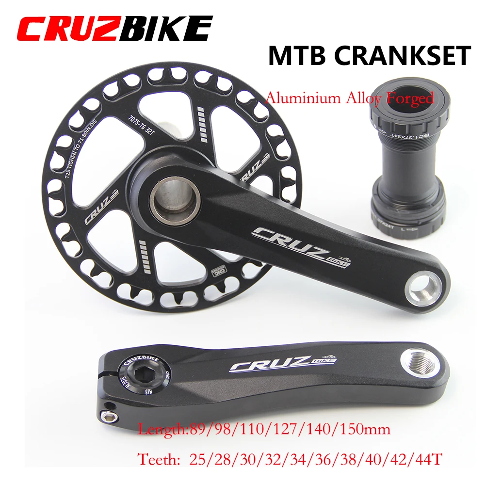 CRUZbike Kids Bicycle Cranksets 89/98/110/127/140/150mm Alloy Aluminum MTB Child Bike Crank 25/28/30/32/34/36/38/40T Chainwheel