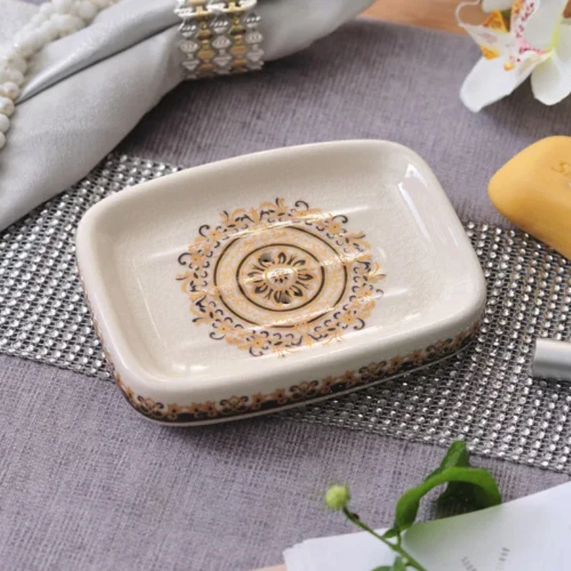 1pc Household Portable Ceramic Soap Box, Ceramic Soap Tray, Bathroom Supplies, Bathroom Accessories, Soap Storage Dish