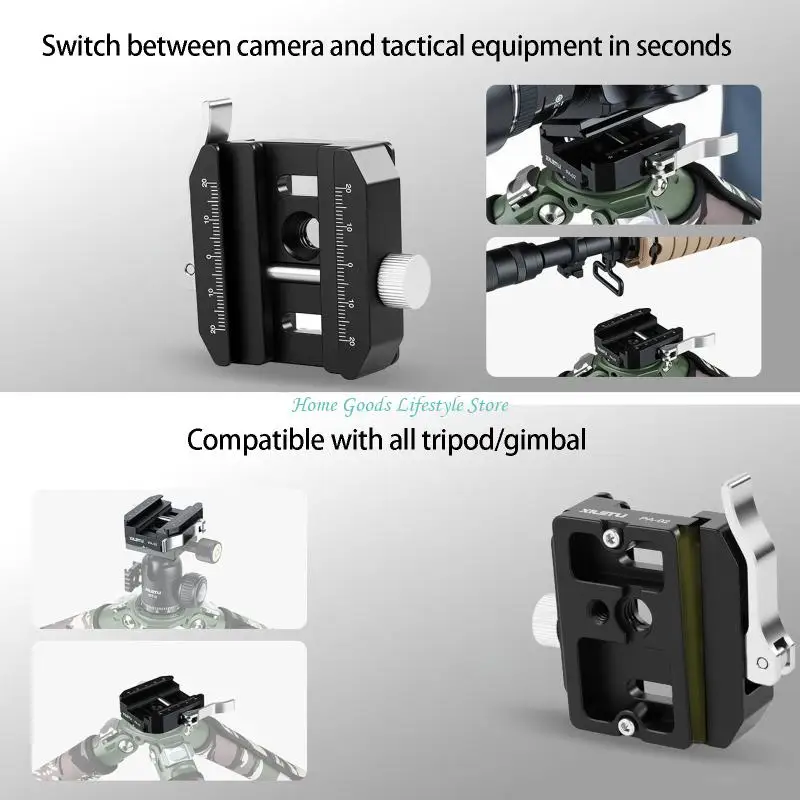 E74E Aluminum Quick Release Clamp Arca Bipod Adapter For Camera Mounts Photography Equipment With Scale Marking