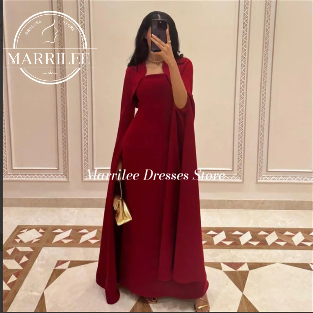 Marrilee-أكمام نسائية أنيقة ذات قبعة حمراء ، جاكيت بدون حمالات ، فساتين سهرة ، سلك ساحر ، طول أرضي ، فساتين حفلات حفلة موسيقية ، امرأة