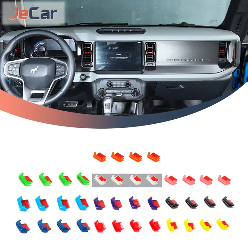 JeCar Car Center Control Air Conditioner Vent Outlet Decor Trim Stickers For Ford Bronco 2021 Up Interior Mouldings Accessories