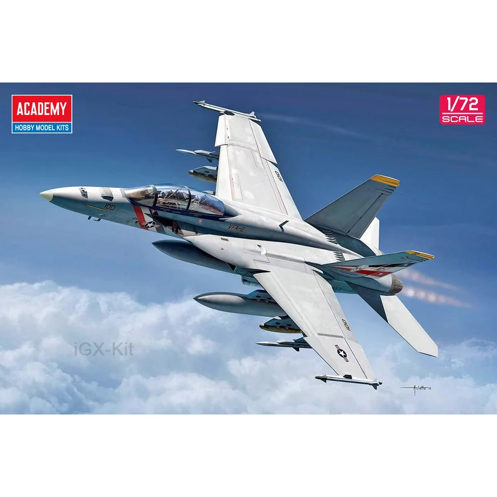 Academy 12567 1/72 Scale US F-18 F18F F/A-18F Super Hornet VFA-2 Fighter Jet Aircraft Hobby Craft Toy Plastic Model Building Kit