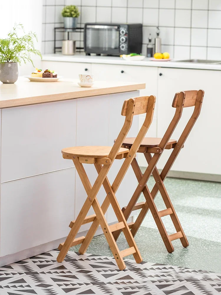 

Folding Stool Space-Saving Small Folding Stool Armchair Portable High Chair Folding Chair Kitchen High Dining Chair