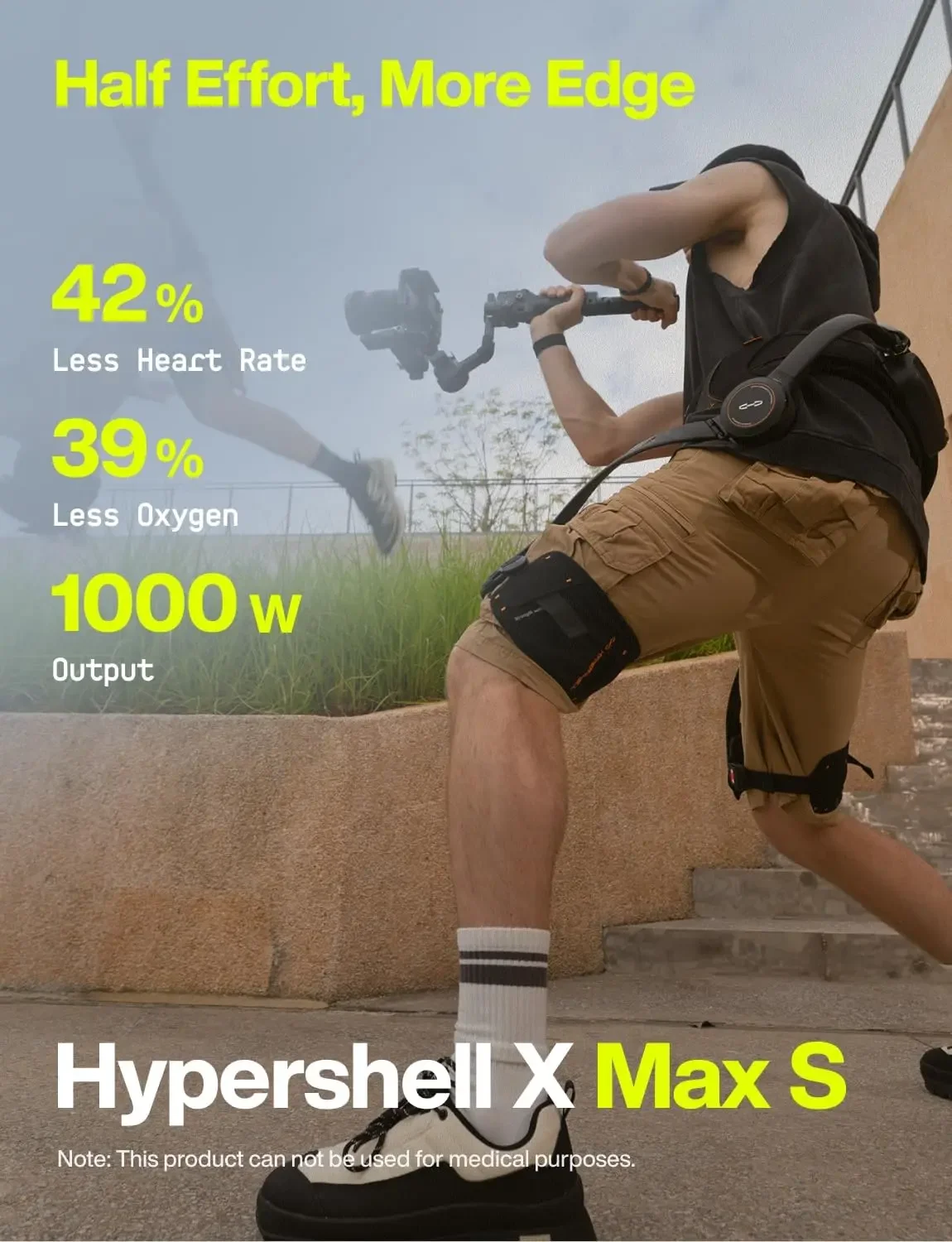 Hypershell X Max S Exoskeleton, Instinct in Sync with 0.31s Response Time, 1000 W Output with Upgraded Soft Package, 30km Battery Range, Leg Exoskeleton for Daily and Outdoor Activities, Walking