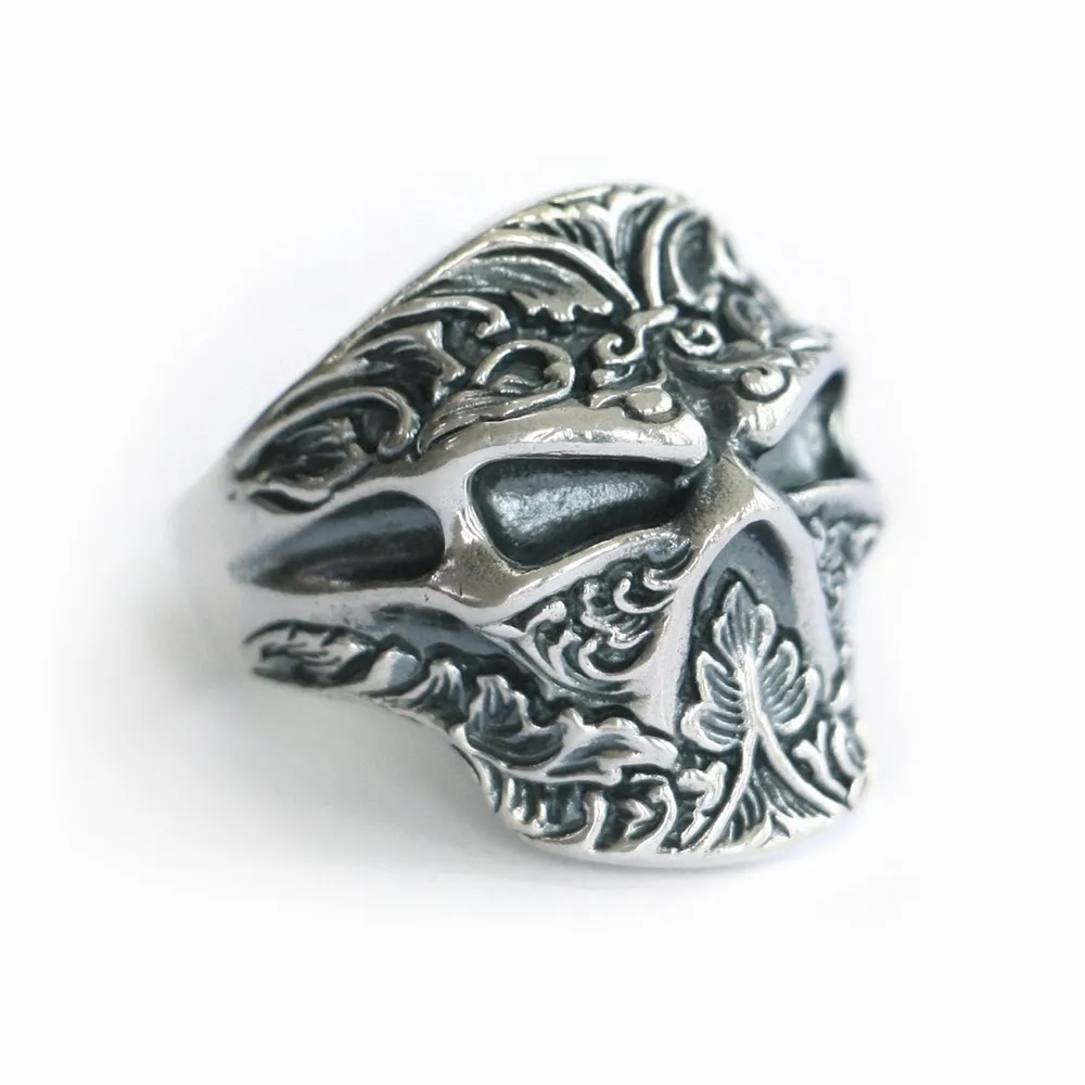 

925 Sterling Silver High Details Ninja Skull Ring Biker Jewelry TA121 US Size 7~15