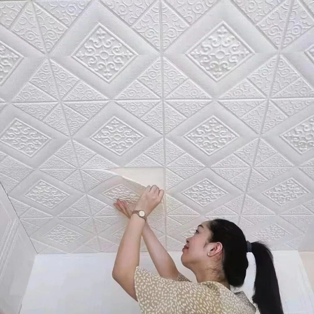 35*35cm Self-adhesive Wallpaper Anti-collision Peel and Stick Wall Sticker Waterproof Foam Panel Bed Room Decoration