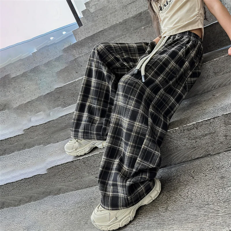 Girls' spring wide-leg pants 2024 new Chinese children Korean version of children's Maillard style pants children fashion 6-15 y