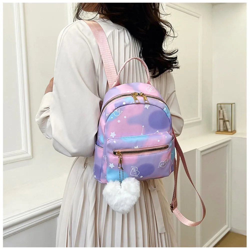 Fashion Multicolor Women's Backpack Waterproof Zipper Book Bags Large Capacity Nylon Shoulder Bag Outdoor