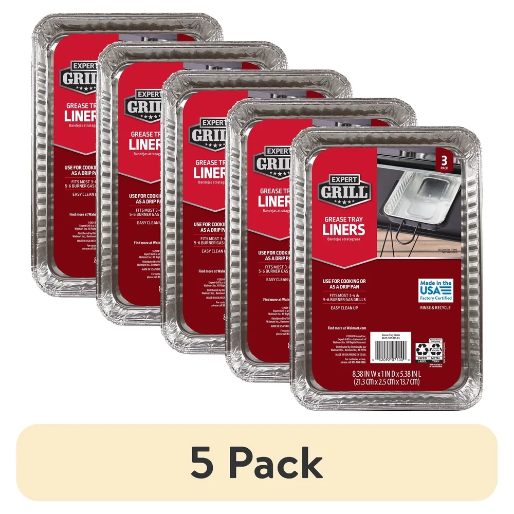 Revêtement de poêle à graisse en aluminium, 5 paquets, pour griller en plein air, cuisson de la viande et des légumes, nettoyage facile, barbecue pique-nique, gril au charbon de bois à gaz