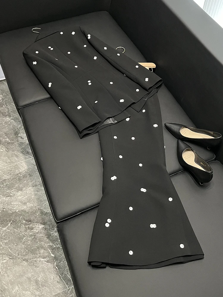 Star Faion Sequin Embellied Color Blo Suit Jaet Fi Tail Long Skirt A03054Z Women's Premium Clothing Set