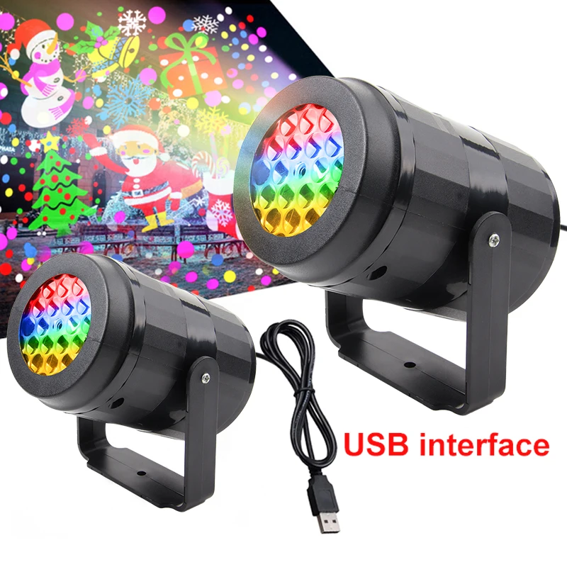 1pc Snowflake Christmas Laser Projector Light 16 patterns Waterproof Rotating Christmas LED Stage Lights Christmas Decoration