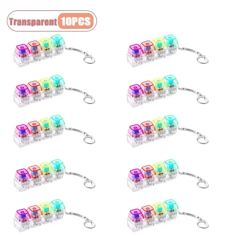 Mechanical Keyboard Switch Tester Keychain Fidget with LED Light DIY Keycap Stress Relief Clicker for Office Desk Anxiety Gift