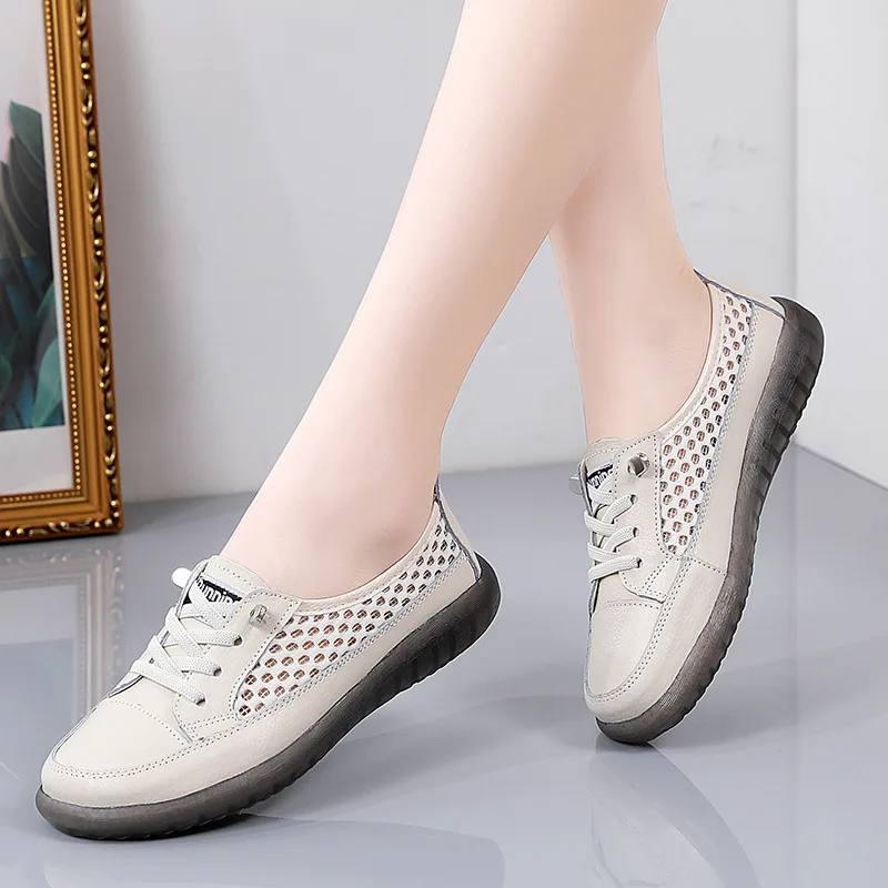 

Women Sneakers Genuine Leather Tennis Female Flats Shoes Breathable Ladies Loafers Designer Summer White Casual Sports Footwear