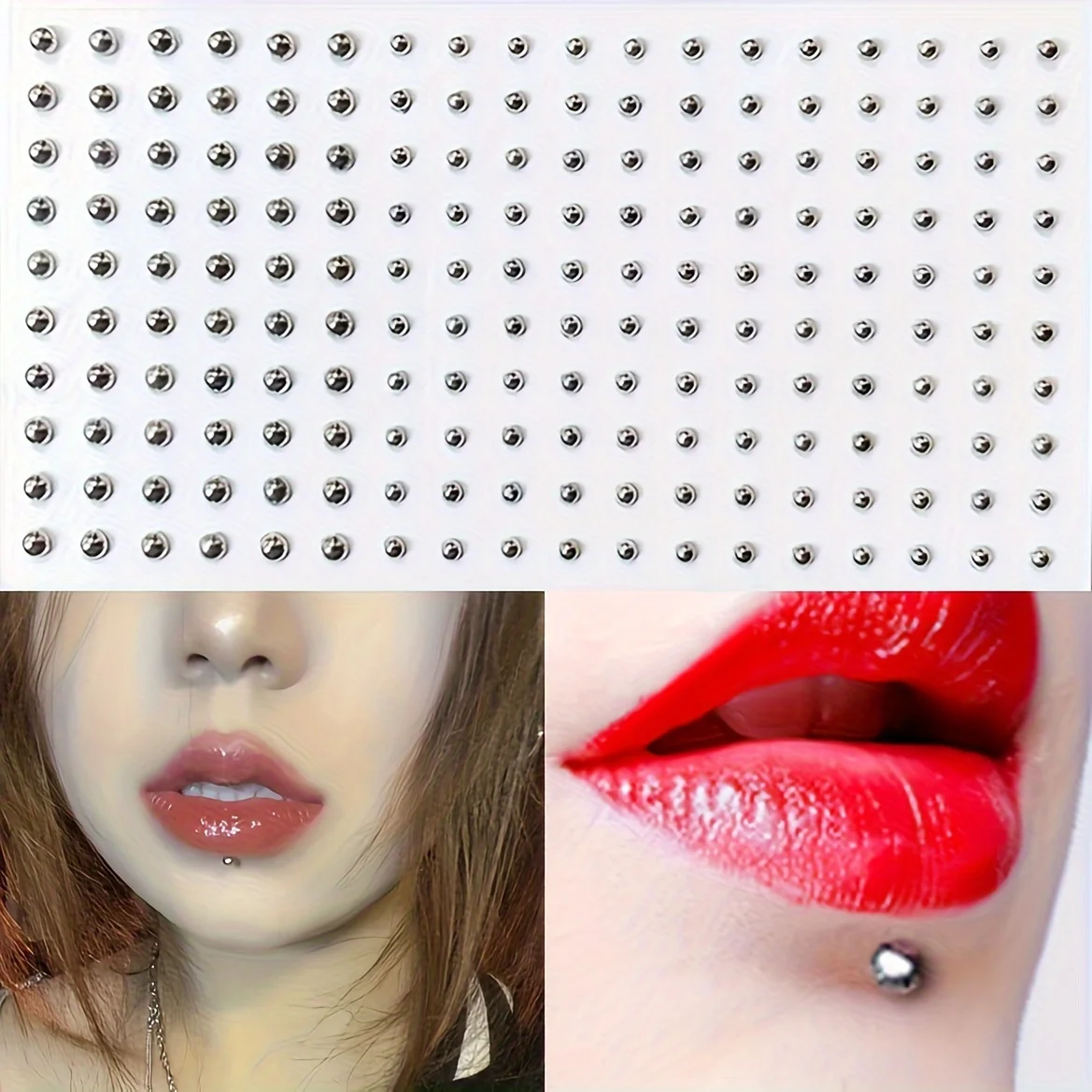 1sheet Gothic Punk Sexy Simulation Studs Stickers Lip Studs Ear Studs Nose Studs Eye Studs Stickers Halloween Birthday Makeup