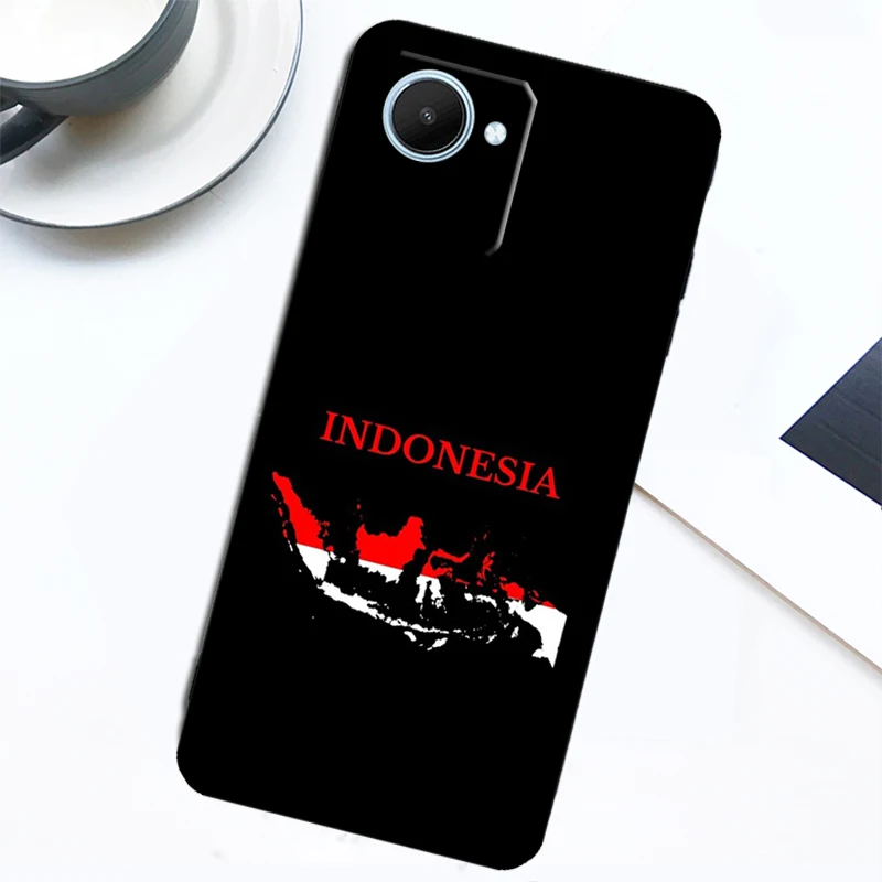 Funda con mapa de la bandera del pasaporte de Indonesia para Realme, 9, 10, 11 Pro Plus, GT Neo 5, 2T, 3T, C11, C15, C25s, C21Y, C30, C31, C33, C35, C53, C55