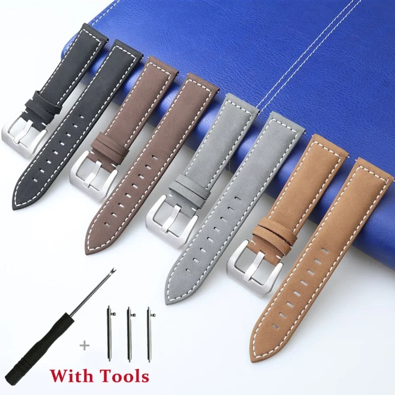 

20mm 22mm Quick Release Matte Retro Leather Watch Strap Replacement for Universal Waterproof Watch Band Bracelet Accessories