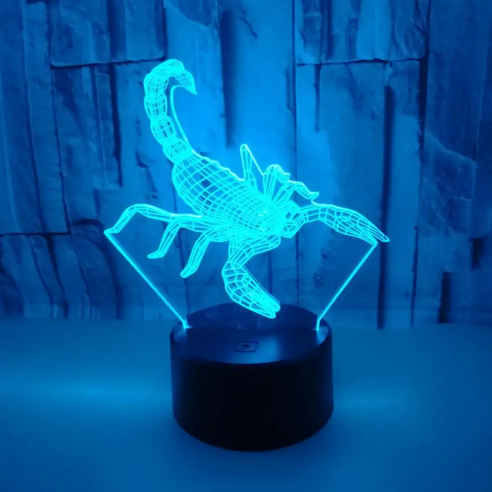 Nighdn-Veilleuse LED USB 3D Scorpion, Lampe de Table Proxy, Veilleuse Tactile, 7 Documents, Cadeau d'Anniversaire pour Enfants, Décor de Chambre