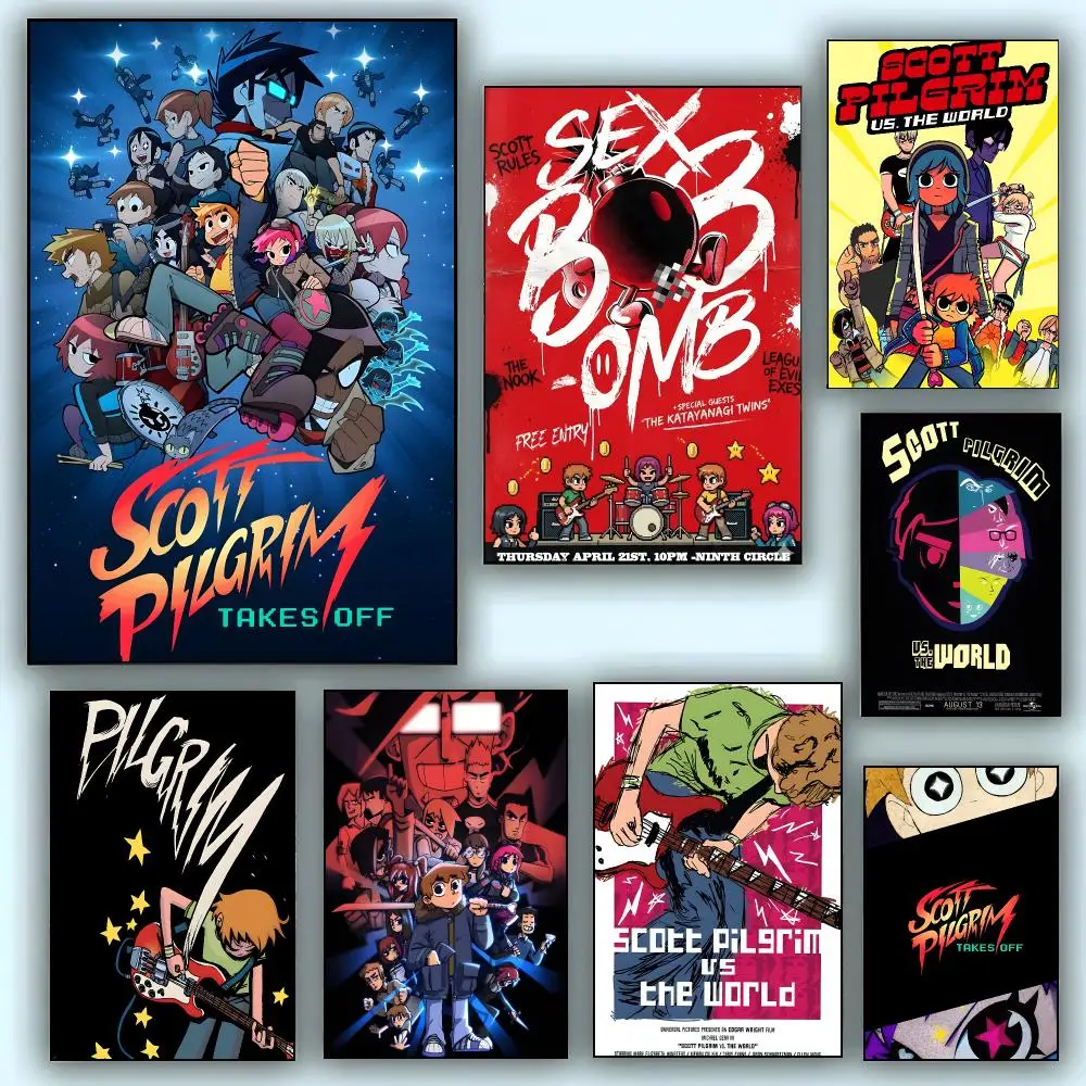 Anime Movies S-Scott Pilgrim vs. the World Poster Aesthetic Wall Art Canvas Poster Room Decoration Items Bedroom Decor