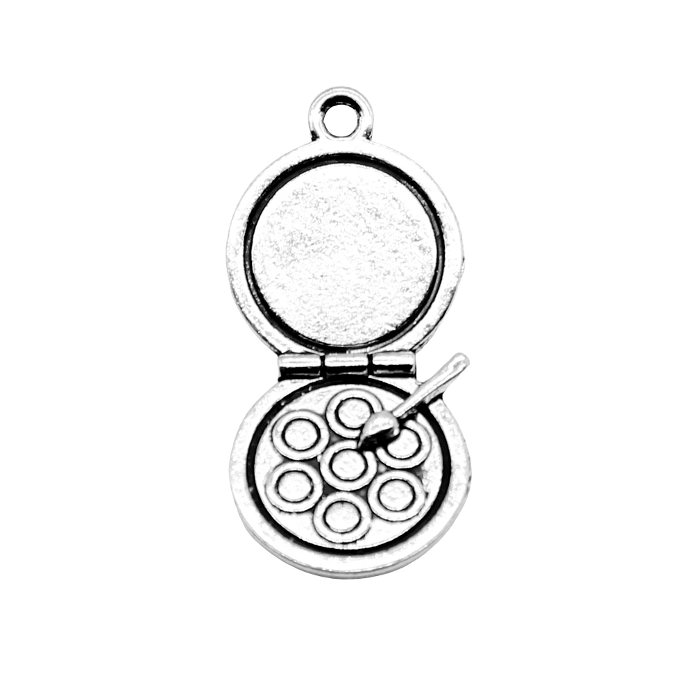 3pcs/lot 16x34mm Makeup Box Eye Shadow Box Charms For Jewelry Making Antique Silver Color 0.63x1.34inch