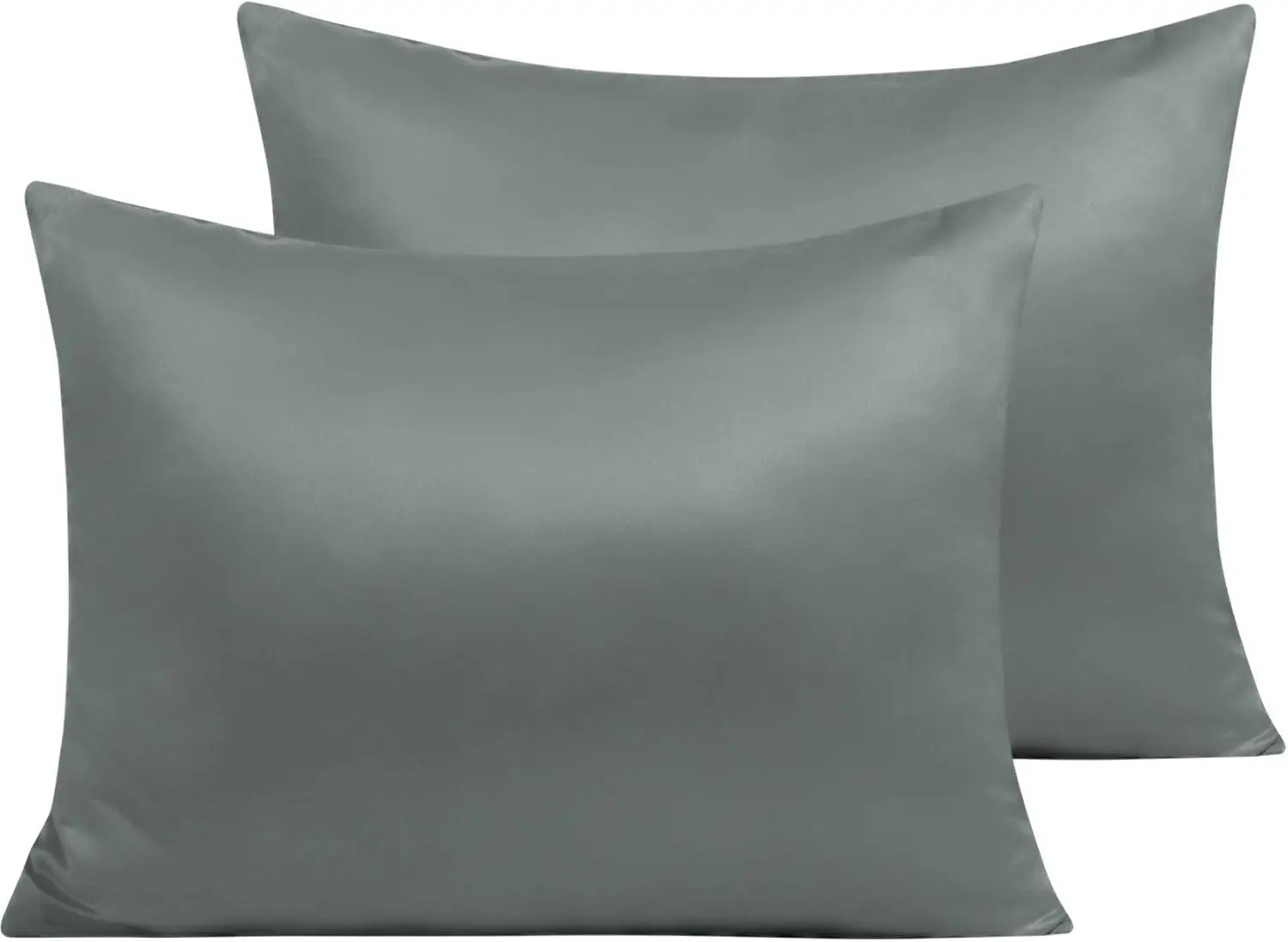 

Silky Satin Pillowcase Set of 2 with Hidden Zipper, 20x26 Inches, Dark Grey for Hair and Skin Care
