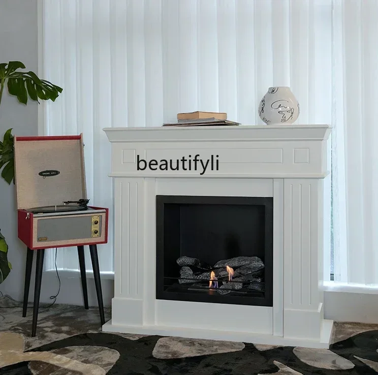

Fireplace Real Fire Wood Fireplace Mantel Curio Cabinet Household Heater Wood Burning European Style Decoration