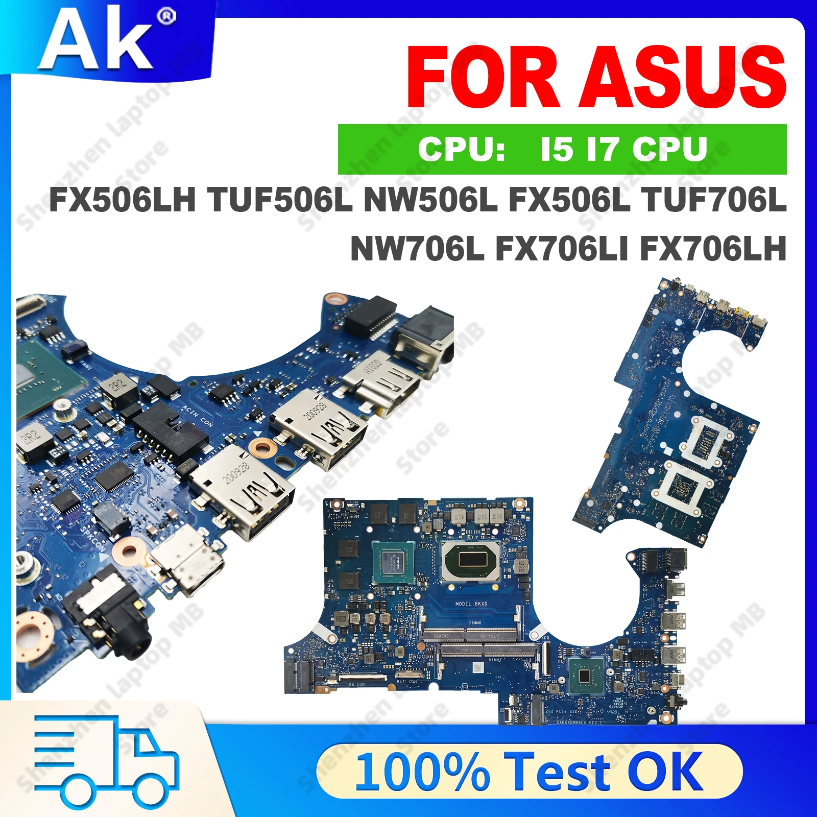 FX506LH Mainboard For ASUS FX706LH FX506LI FX706LH FX706LI TUF506L FX506LHB MW706L MW506L TUF706L Laptop Motherboard I5 I7 10th