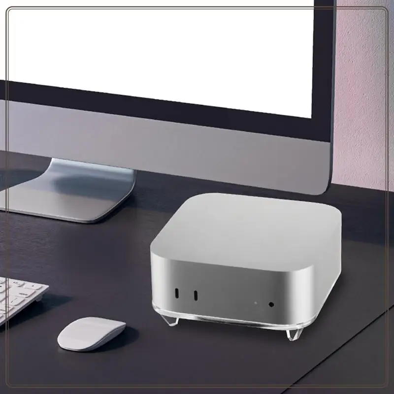 موثوق به - لجهاز Mac Mini M4 2024 حامل أكريليك لتثبيت سطح المكتب وتبديد الحرارة، موفر للمساحة، سهولة الوصول إلى زر الطاقة، لـ