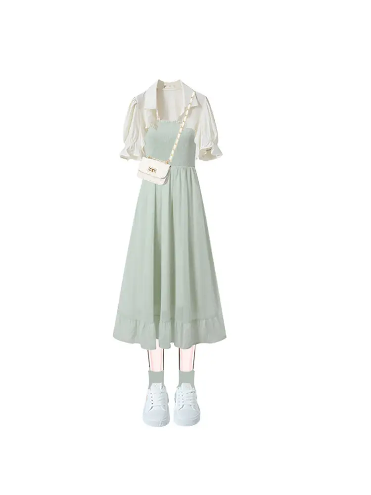 Abito estivo da donna con gonna lunga, cardigan a maniche corte, set top corto, abito elegante, set gonna da 2 pezzi