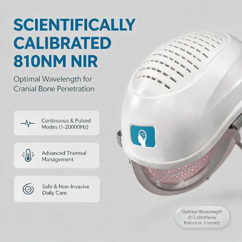 Toponechoice Infrared Light Therapy Photobiomodulation Helmet Brain Stimulation 810nm 448 LEDs for Alzheimers Depression PTSD