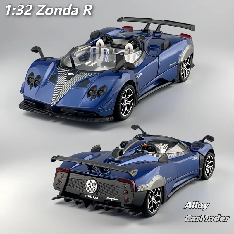 

1:32 Pagani Zonda R, высокая имитация литья под давлением, модель автомобиля из металлического сплава, звук, свет, коллекция, детские игрушки, подарки