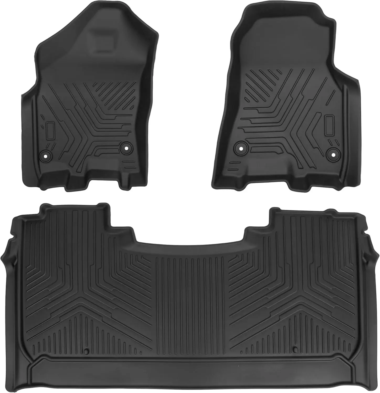 

3 Floor Mats Cargo Liner for Dodge Ram 1500 Crew Cab 2019-2024 New Body (NOT Classic Models) Rear Row with Under-seat