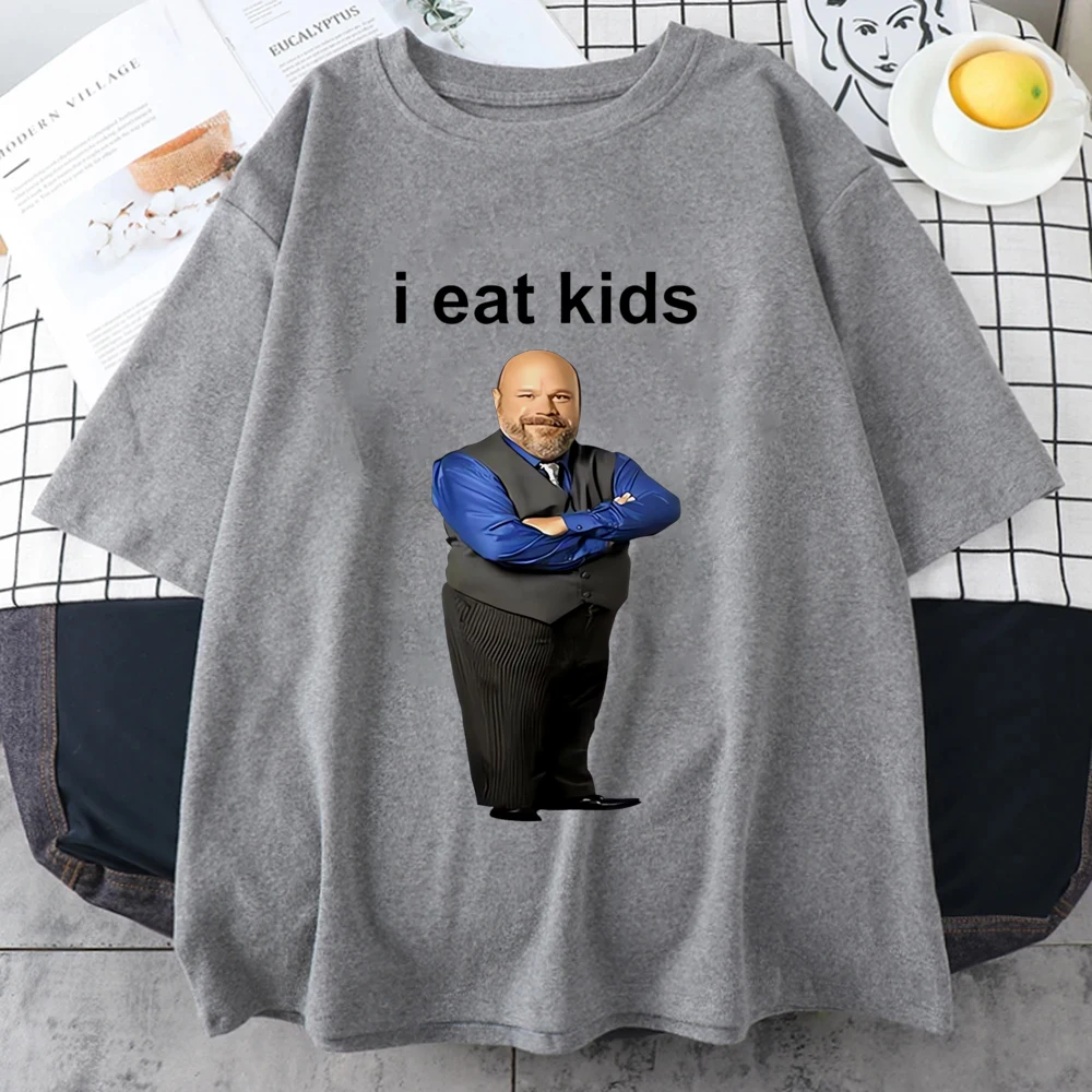 Bertram Eats I Eat Kids print T shirt Men Women funny High Quality t-shirt harajuku Loose Pure Unisex O-Neck clothing