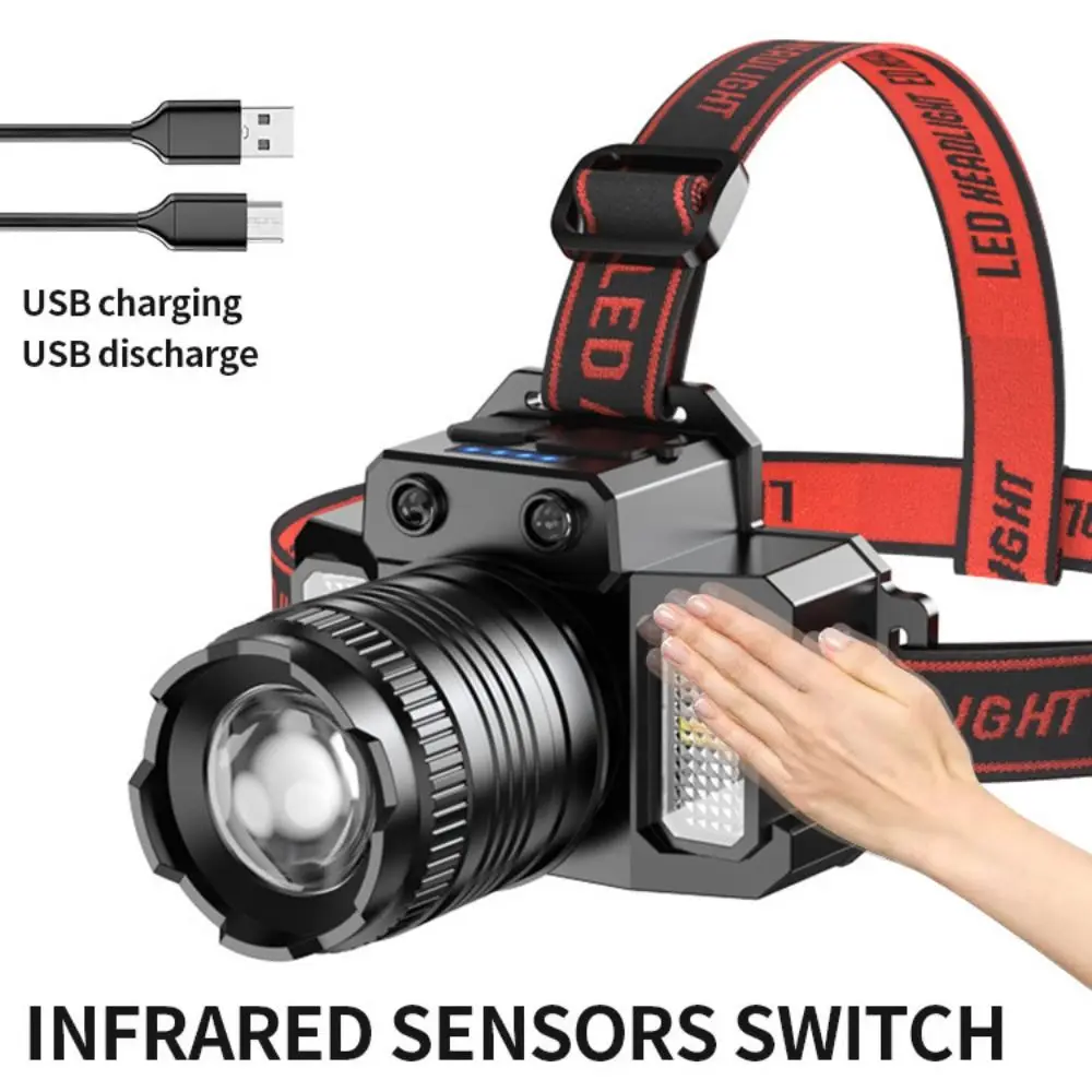 

USB Charging LED Headlamp Super Bright Induction Lighting Telescopic Headlamp Waterproof High Lumen Zoomable Head Torch