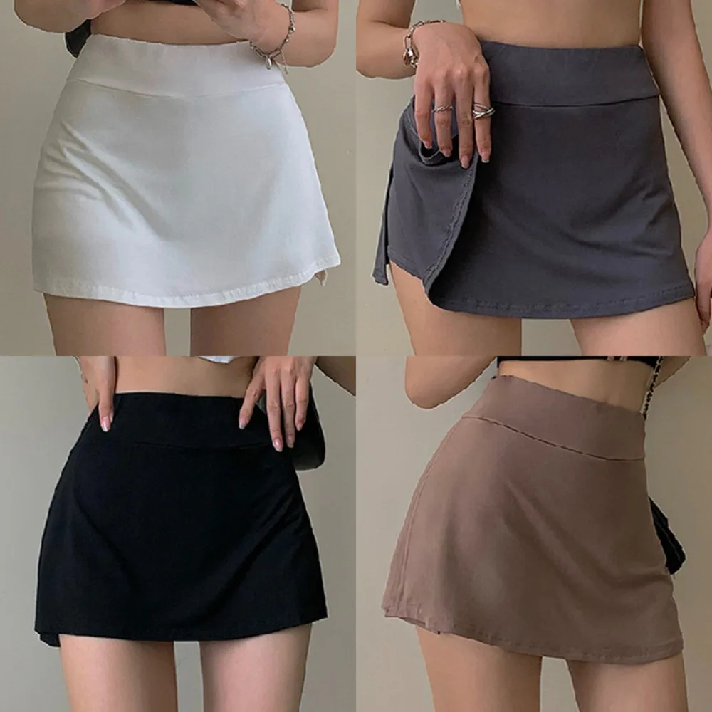 

Tennis Skirt Women High Waist Sexy Girl Tight Bag Hip Short Skirt Summer Sports Culottes Split A-line Mini Y2K Skirt