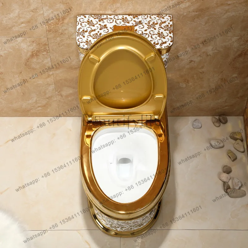 D06 Vintage gold toilet luxury electroplated gold flush toilet hotel modern toilet
