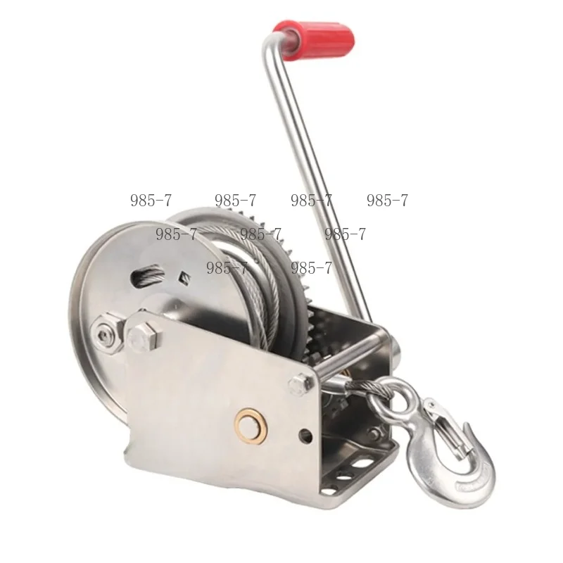 Two-way self-locking hanging bracket matched hand crank winch, 1200 lbs load capacity, 304 stainless steel manual winch
