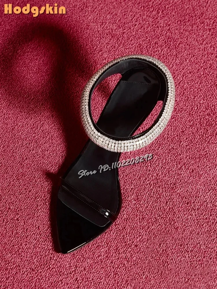 Crystal Feet Ring Stilettos Sandals Sexy Pointed Open Toe Shallow Slip-on High Heels Rhinestones Dress Shoes 2026 Summer New