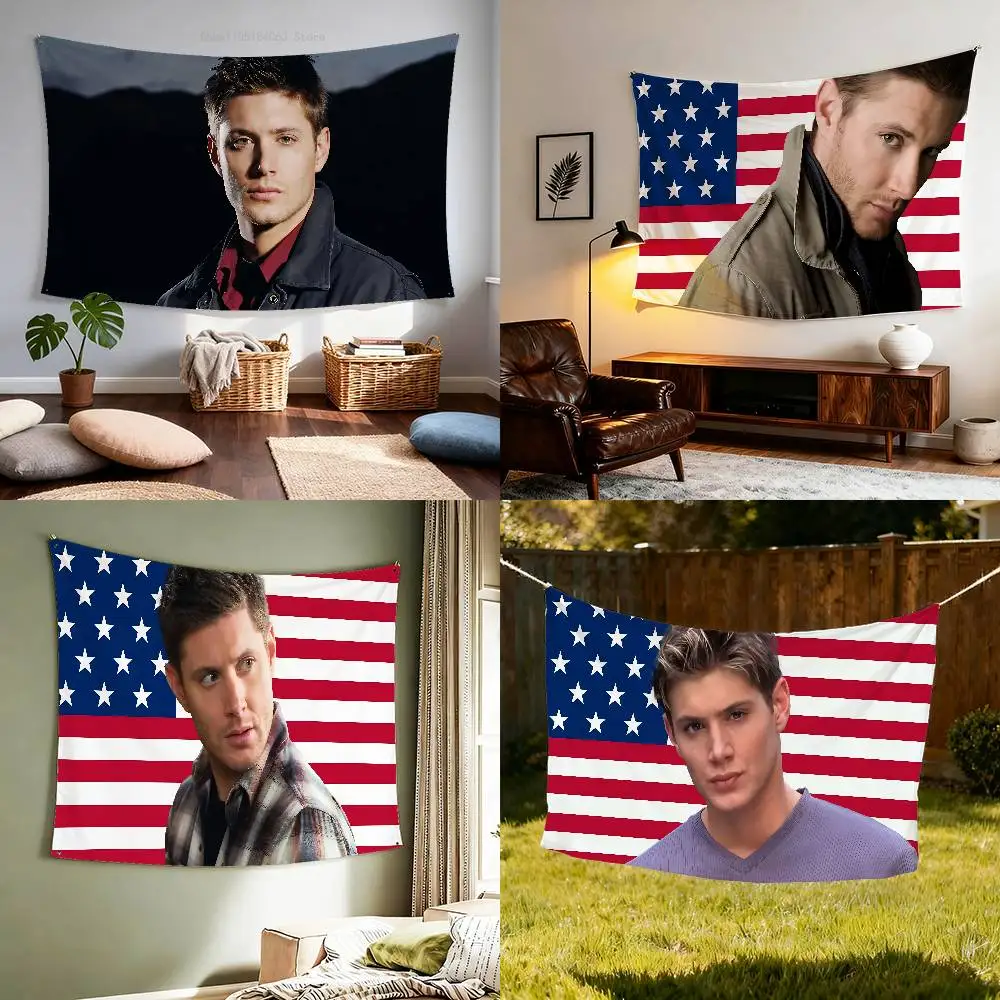 

Jensen A-Ackles Flag Tapestry Banner For Bedroom Outdoor Living Room Restaurant Bar Wall Decor Party