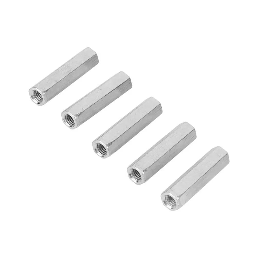5pcs Fully Threaded Hex Coupling Nuts Coarse Durable Studding Fasteners Threaded Rod Connector For Machine/Industrial