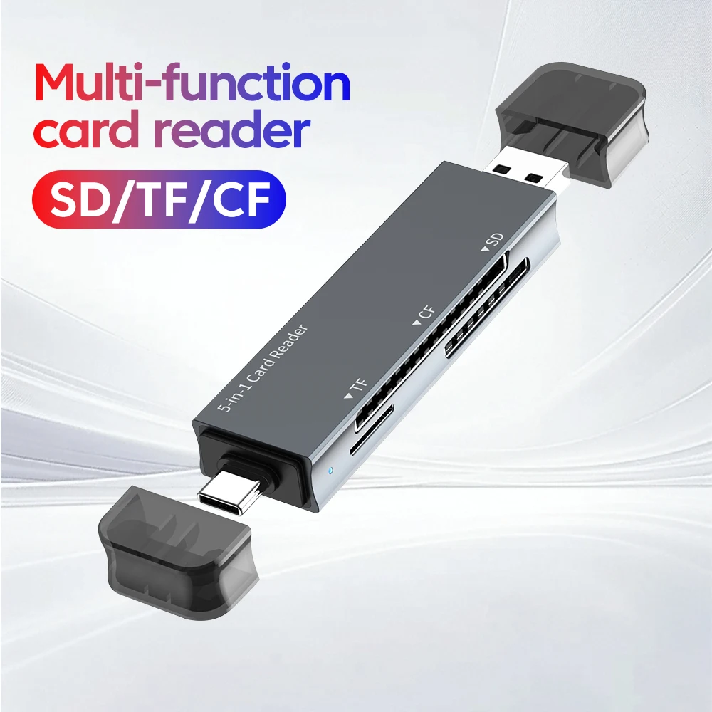 5 in 1 Multifunction USB TYPE-C Card Reader External Storage Black Stretch for Memory Stick USB 3.0 Mini SD TF CF Card Reader