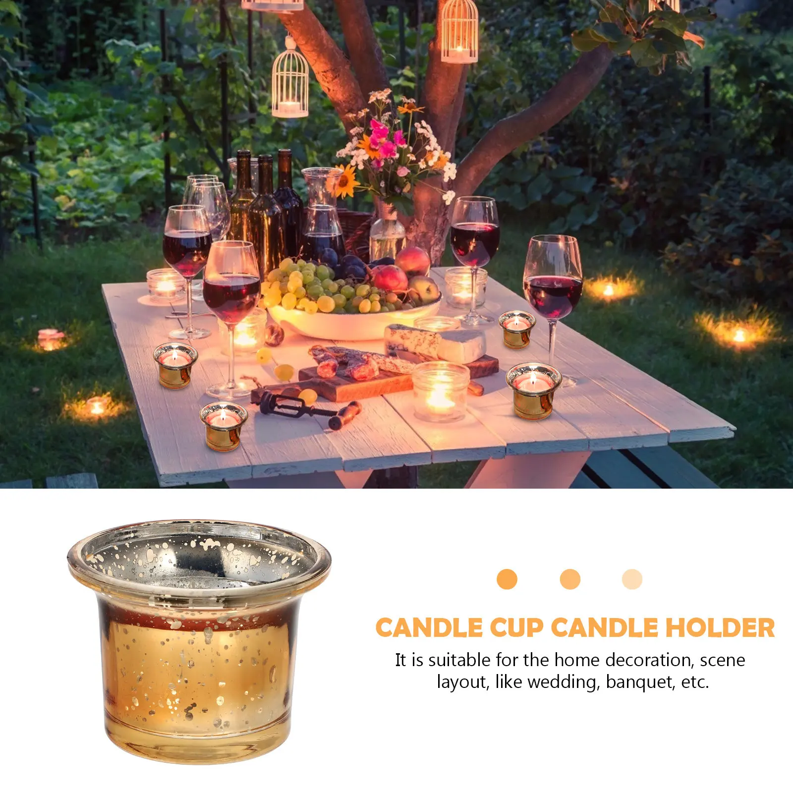 6Pcs Glass Holder Creative Cup Decorative Transparent Candlestick for Home Wedding Scene Layout