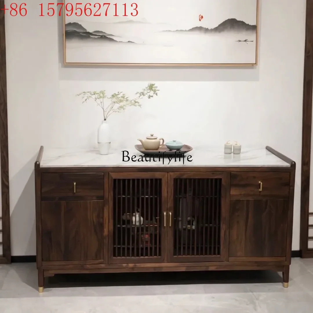 

New Chinese-style North American black walnut solid wood dining side cabinet, Zen entrance cabinet