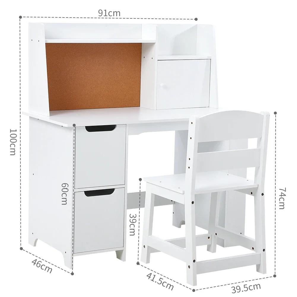 Meja Belajar Kayu Dengan Rak Penyimpanan Set Meja Kursi Anak Set Meja Belajar Sekolah Anak Meja Tulis Untuk Usia 3-8 Tahun Penggunaan Rumah