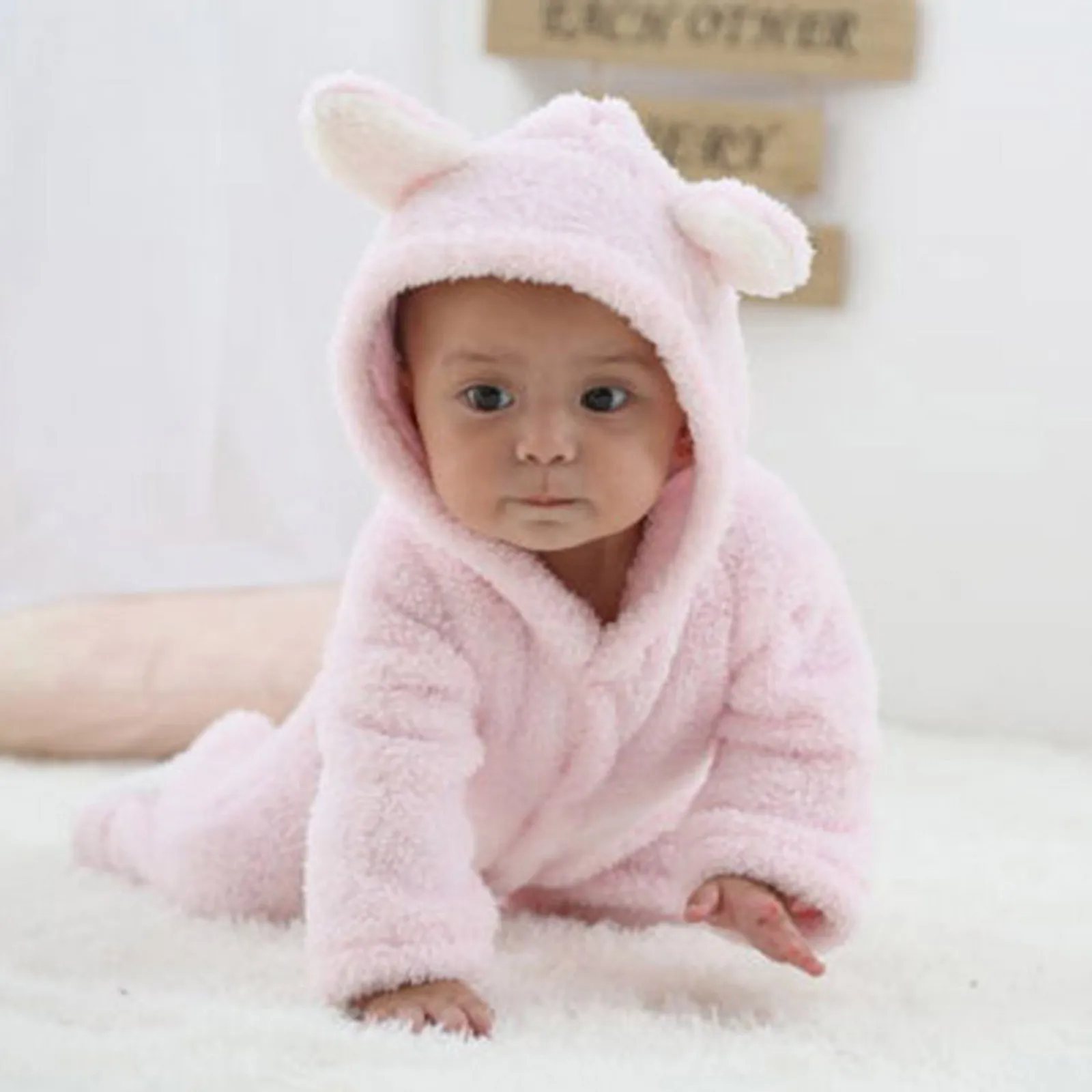 Baby Costume 0-1Years ﻿Winter Thickened Warm Baby Rompers Cute Style Long Sleeve Boys Girls Jumpsuits Soft Toddler Kids Clothes